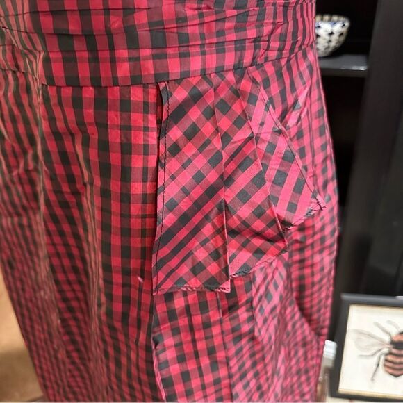Talbots Red and Black Silk Plaid Dress Size 12 - Picture 4 of 11